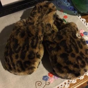 Michael Kors fuzzy leopard slippers
